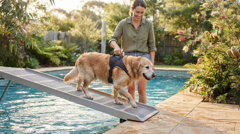 How to help an arthritic dog climb out of a pool safely