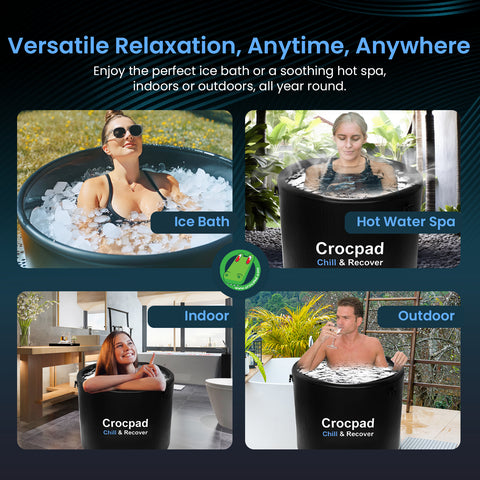 Large Ice Pod for Athletes – Cold Plunge Ice Bath for Recovery Portable Soaking Barrel with Cover