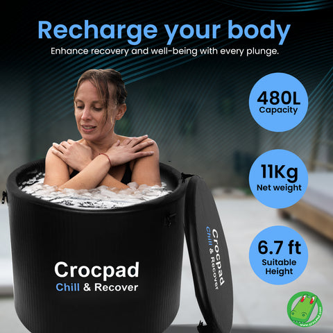 Large Ice Pod for Athletes – Cold Plunge Ice Bath for Recovery Portable Soaking Barrel with Cover