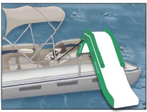 A pontoon inflatable slide for boats with climbing wall