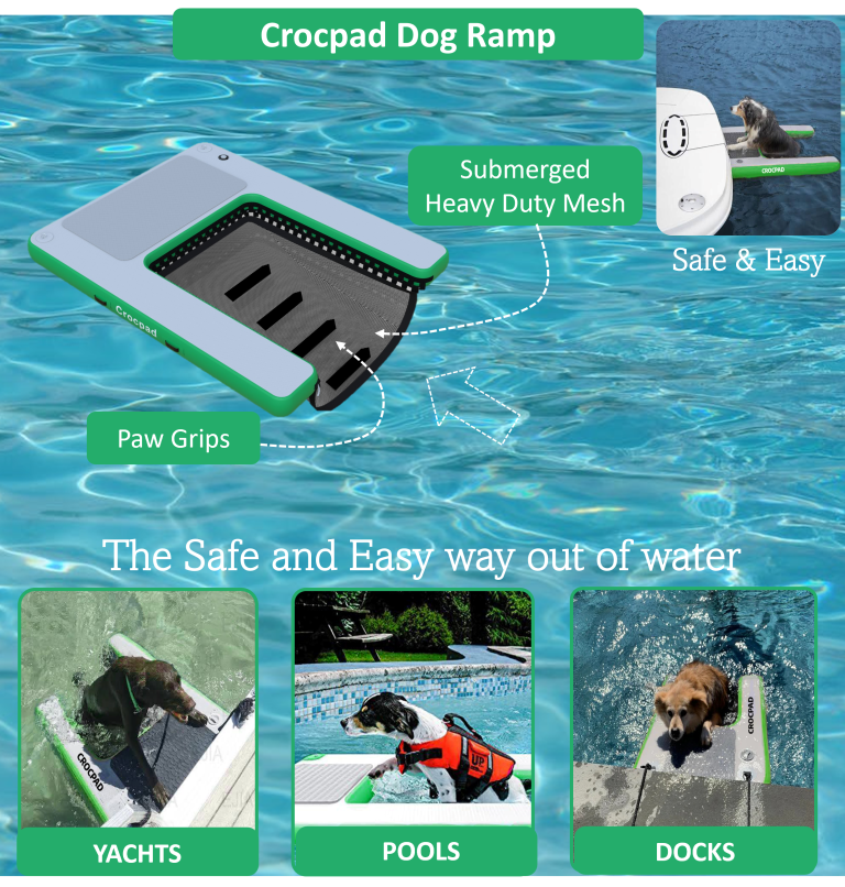 Crocpad Inflatable dog ramp for pools lake and docks safe and easy